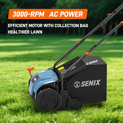 12 Amp 13 Inch Corded Electric Dethatcher and Scarifier with Collection Bag