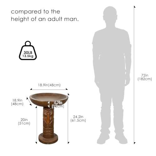 Tiki Bird Bath for Outdoor Garden (24.2" / Tiki Face)