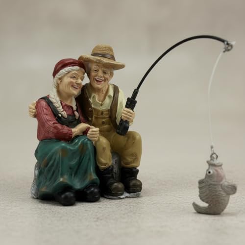 Elderly Couple Fisher Garden Statue (Older Couple)