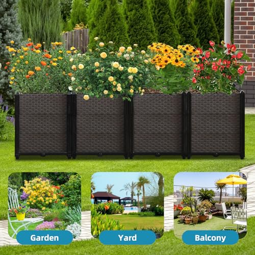 Large Raised Planter Box Outdoor Self Watering 62.9"x15.7"x19.7"