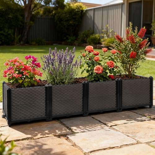 Large Raised Planter Box Outdoor Self Watering 62.9"x15.7"x14.2"