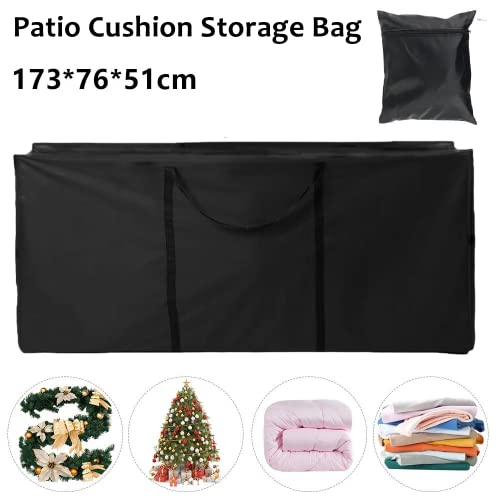 Patio Cushion Storage Bag 68 Inch Extra Large Waterproof Outdoor Pillow Storage Cover for Garden Furniture Cushions Protection Water Resistant