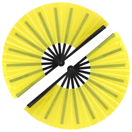 2 Pack Large Folding Hand Fan (yellow)