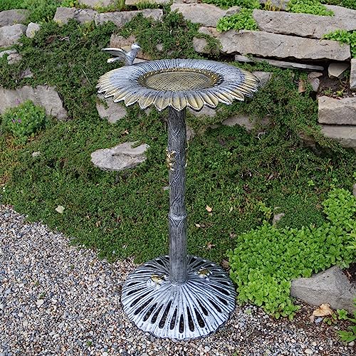 5065AP Antique Pewter Sunflower Design Aluminum Birdbath