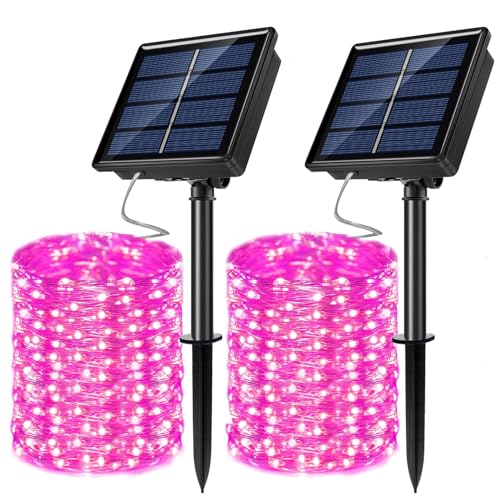 2 Pack Solar Powered Fairy String Lights Outdoor Waterproof 8 Modes Twinkle Christmas Decorations Lights (2 Count)