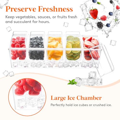 Chilled Condiment Caddy with Spoons (with Accessories / 5 Containers)