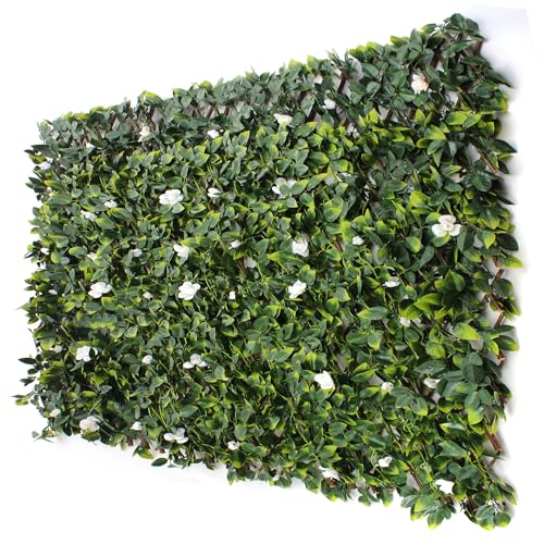 Artificial Greenery Bamboo Trellis for Privacy (White Rose Rattan)