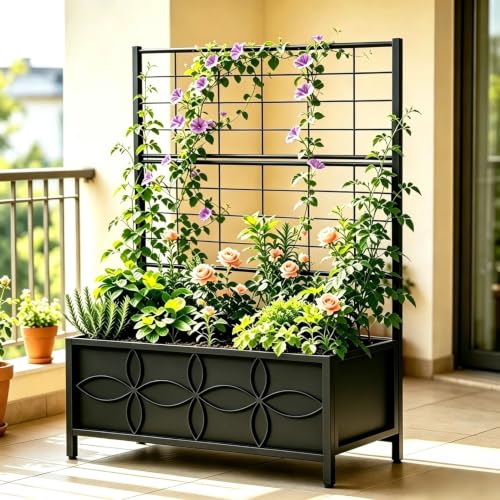 Sturdy Raised Garden Bed with Trellis