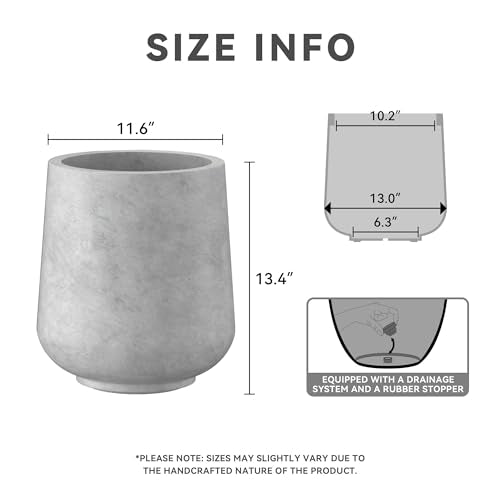 Accent Round Curved Pale Gray Concrete Planter 13" Dia