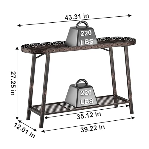 2 Tier Plant Stand Outdoor Indoor Metal Pland Stand (43 in T-Shaped)
