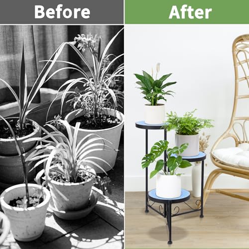 3 Tier Mosaic Ceramic Top Plant Stand