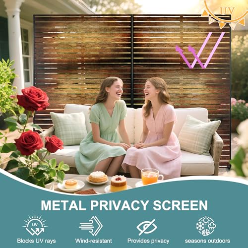 Metal Privacy Screen Outdoor Freestanding Privacy Wall Panels and Decorative Patio Dividers
