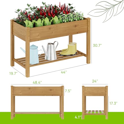 48x24x30.7in Wood Raised Garden Bed with Legs Elevated Planter Box Gardening Outdoor Planter Box Patio Kit Planting Bed for Vegetables Flowers Herbs Outdoor for Patio Balcony Backyard