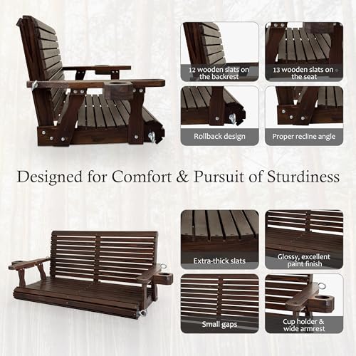 Wooden Porch Swing 2 (Rustic / 4.5 FT Extra Large)