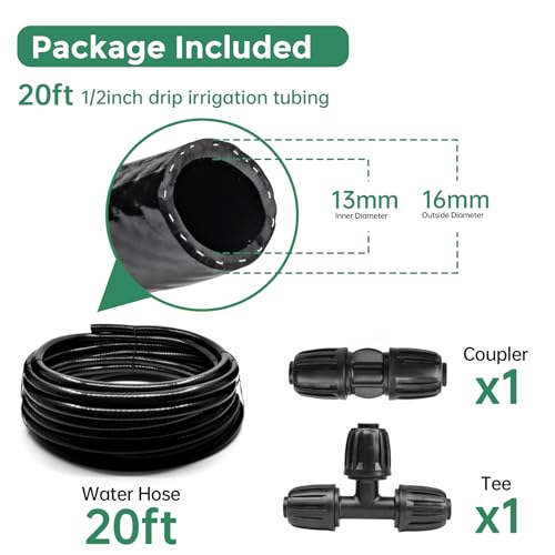 20 FT 1 2 inch Drip Irrigation Tubing Main Line Hose for Garden Irrigation System (20 Foot)