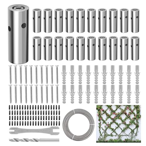Wire Trellis Kit for Climbing Plants Outdoor 20 Set Wall Mounted Trellis with 98Ft 1 (20 Count)