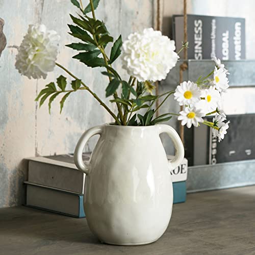 White Ceramic Vase with Handles