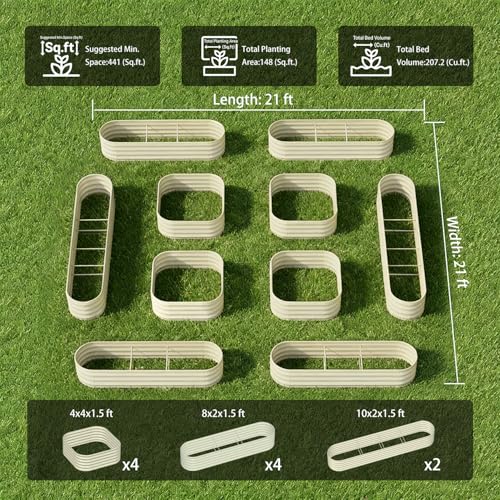 10 Pack Galvanized Raised Garden Beds Kit (10 Count)