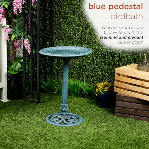 TEC116BL Pedestal Birdbath with Scrollwork Base and Ground Stakes