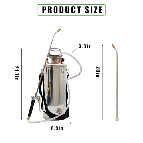 2 Gallon Stainless Steel Sprayer Hand Pump Sprayer with Pressure Gauge Valve Adjustable Nozzle for Gardening Lawn and Cleaning