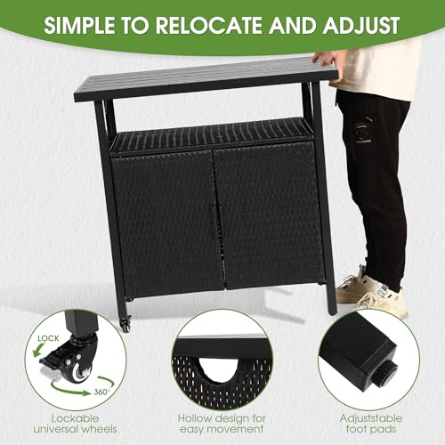 Outdoor Bar Table Featuring Storage Cabinet