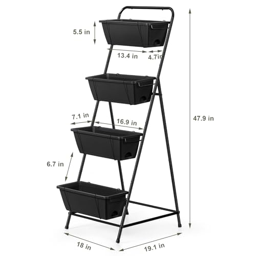 Vertical Garden Planter 4 Tier Planters for Outdoor Plants Vertical Raised Garden Bed with Drainage Holes Herb Garden Planter Outdoor Indoor Patio Yard Balcony