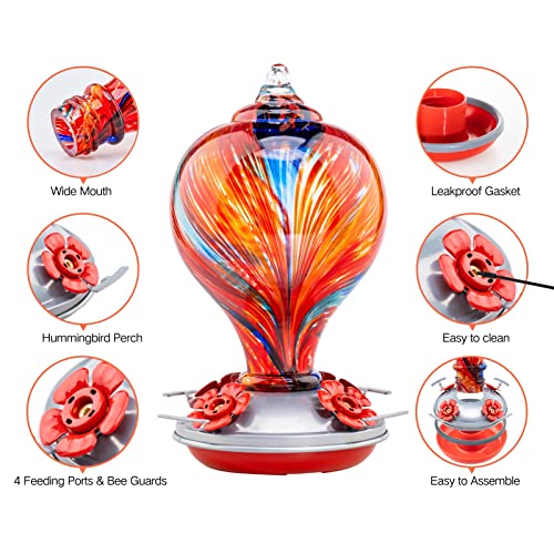Hummingbird Feeders Blown Glass Hummingbird Feeder