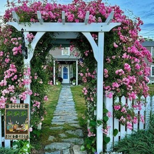 Funny Garden Signs for Outside Hoeing Ain't Easy Metal Tin Sign Personalized Decor Gift for Women Outdoor Yard & Shed Gardening Signs Garden Stuff for Outside 8x12 Inch (a03)