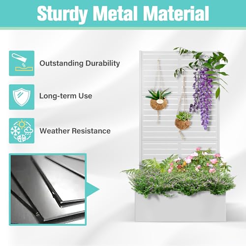 Metal Planter Box with Trellis