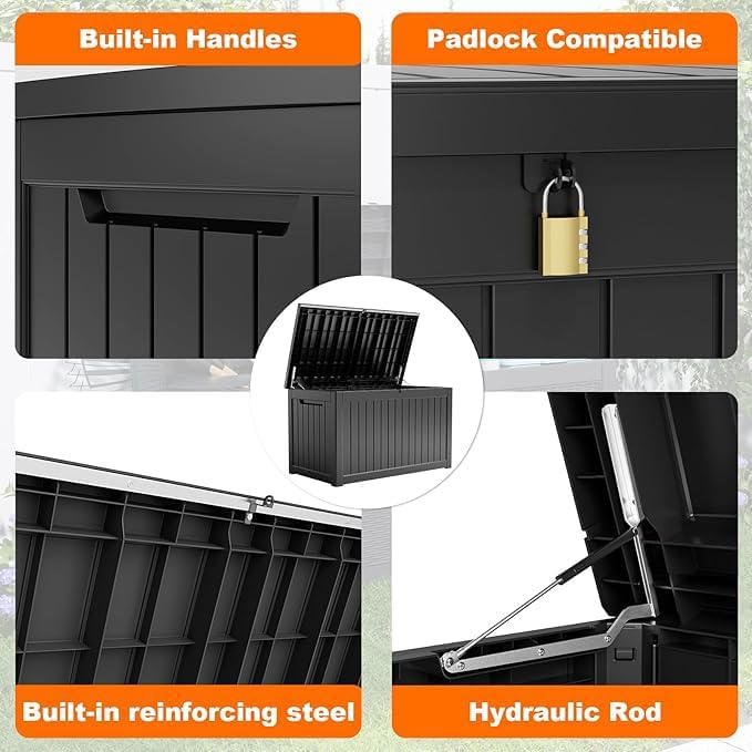 281 Gallon Outdoor Deck Box (Black / 281 gallon)