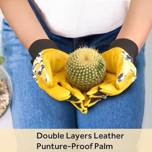 Cowhide Leather Thorn Proof & Puncture Resistant Gardening Gloves for Women and Men