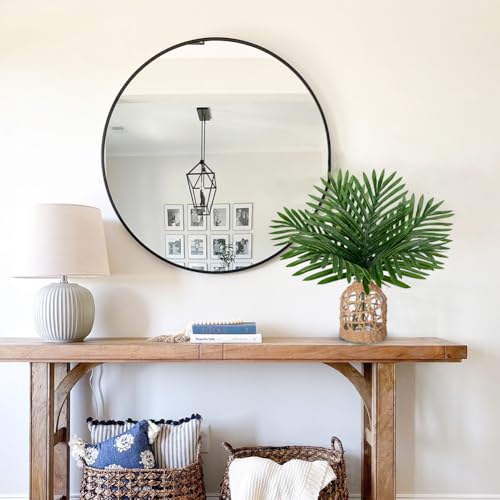 Fake Plants 14.2" Faux Palm Plant in Glass Vase