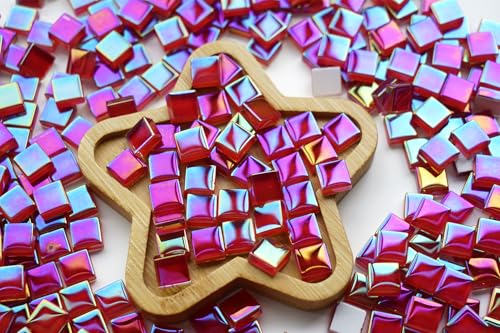 0.66lbs Ruby Red Iridescent Mosaic Tiles (10.56 Ounce)