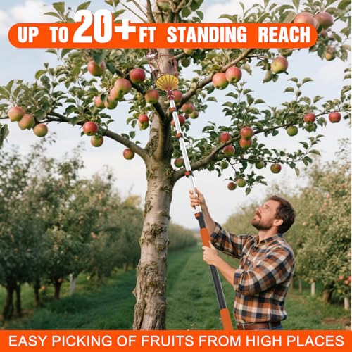 26FT Reach Fruit Picker Pole with Basket Telescoping