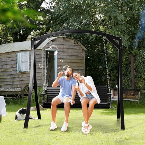 2026 Upgraded 5 FT Wooden Porch Swing (Black / 5 FT)
