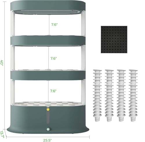 4-Tier 64-Pod Hydroponics Growing System, Large Vertical Hydroponic Garden with LED Grow Lights & Automatic Water Pump, Self-Watering Planter for Herbs, Lettuce & Vegetables