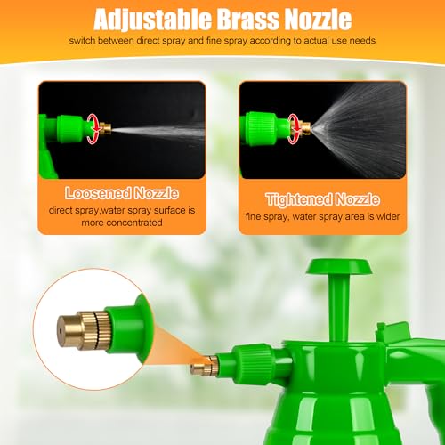 3Pcs 1 2 Gallon Hand Pump Sprayer with Adjustable Nozzle (Green / 1/2 Gallon)