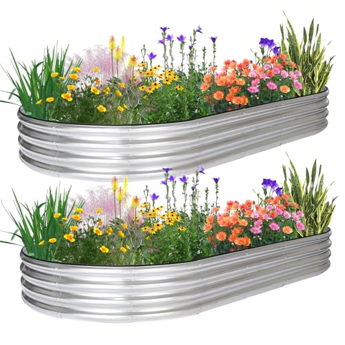 2 Pcs 8×4×1ft Oval Raised Garden Bed (2 Count)