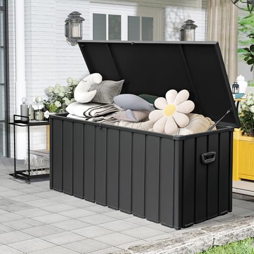 Outdoor Metal Storage Deck Box Waterproof 160 Gal Patio Pool Deck Box