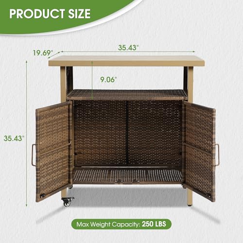 Outdoor Bar Table with Storage Cabinet