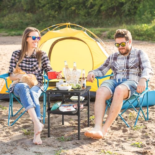 Folding Grill Table Small 2ft with Iron Mesh Top Heatproof (Small / Black Mesh & Storage Net)