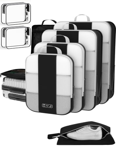 9 Set Compression Packing Cubes for Travel Essentials (Black)