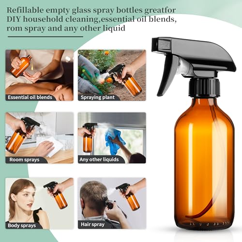 Amber Glass Spray Bottles 8oz Brown Glass Spray Bottles 3 Pack (3 Count)