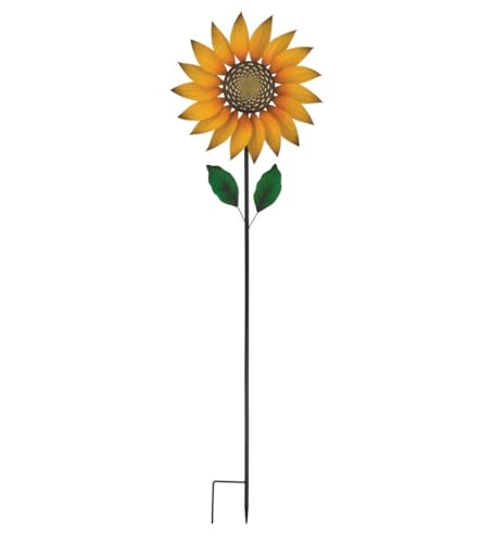 Wind Spinner Outdoor Metal Kinetic Yard Art with Stake (Sunflower / Small (60-69 Inch))