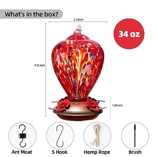 2 Packs Hummingbird Feeder for Outdoors Hanging Ant and Bee Proof (2 Count)