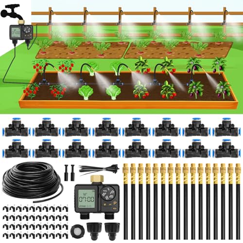 1 4" 99Ft Drip Irrigation System with Rechargeable 2 (with timer / 99ft)