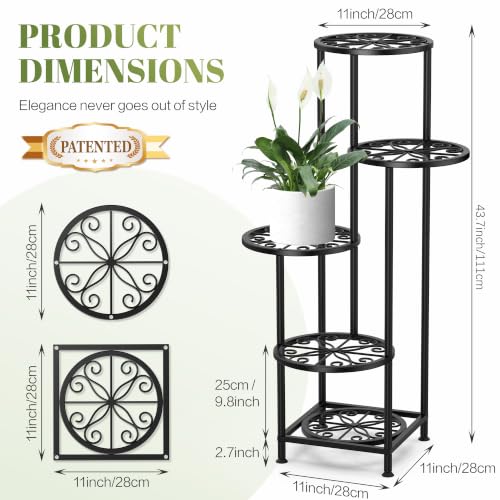5 Tier Plant Stand Indoor Outdoor (Flower Black / 5 Tier)