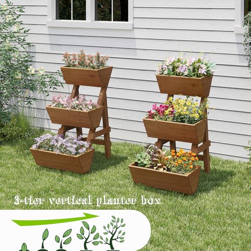 3 Tier Vertical Garden Planter Raised Garden Bed Tiered Planter Box Outdoor