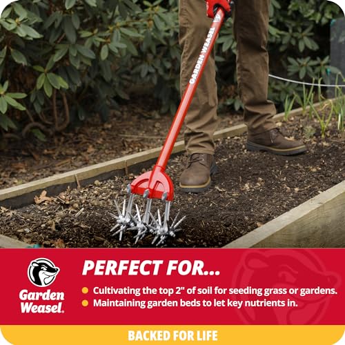 Rotary Hand Cultivator Tiller for Aerating Weeding Planting