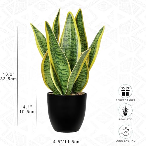 Artificial Snake Plant Potted Faux Sansevieria Trifasciata Plants